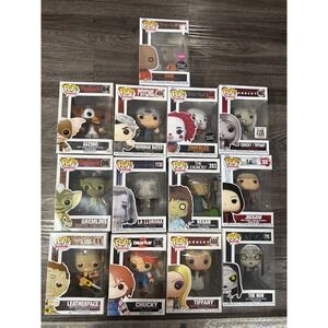 Funko Pop Movies Horror Lot 13 Sam Flocked Gizmo Leatherface Chucky Regan Jigsaw